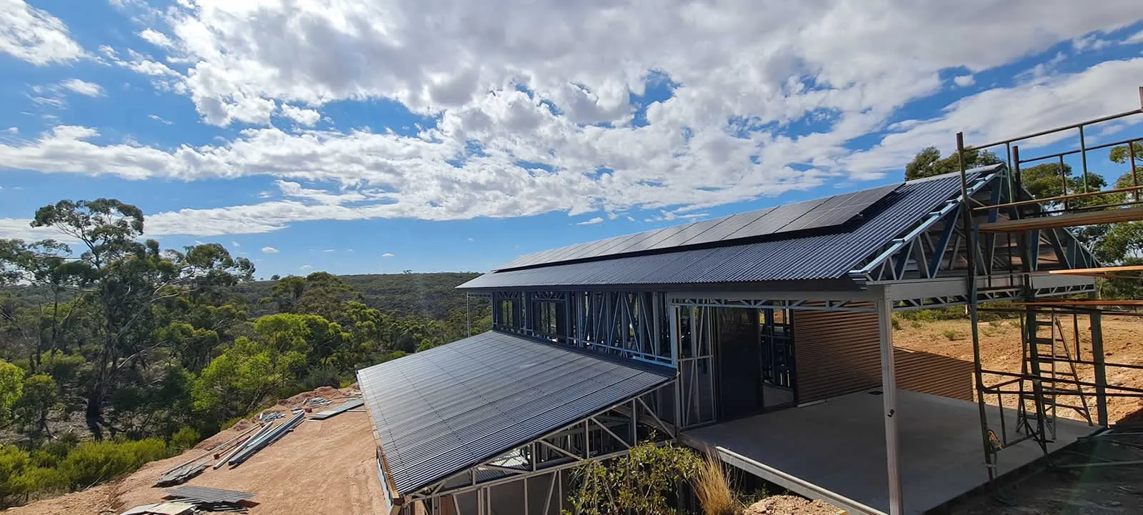 Solar panels on new home on the property