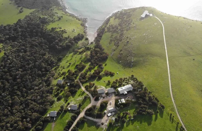 Arial view of Kangaroo Island holiday homes with off-grid power system