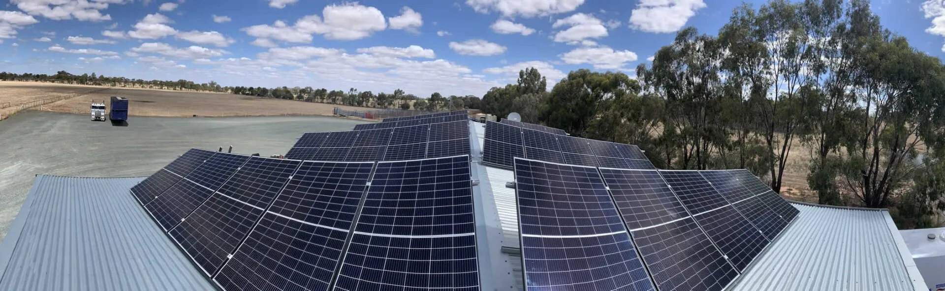 Solar panels on shed at stock transport company