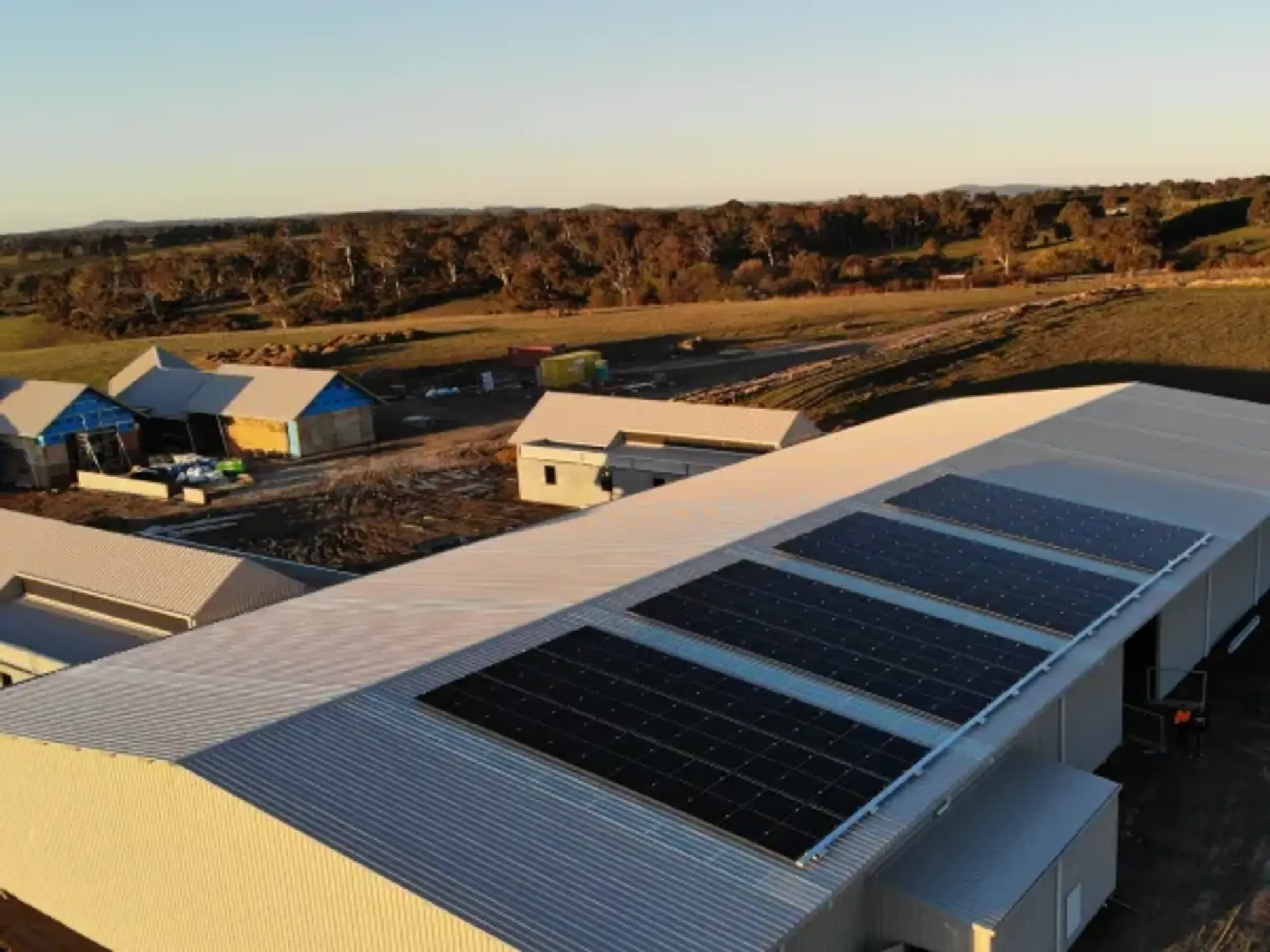 Solar panels on shed roof for large off-grid system