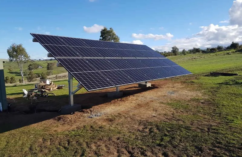 Ground mounted solar panel array in Adelaide Hills