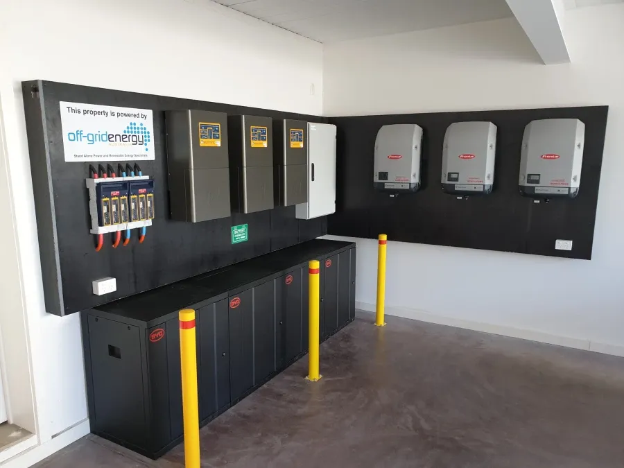 Wall-mounted inverter and switchgear installation