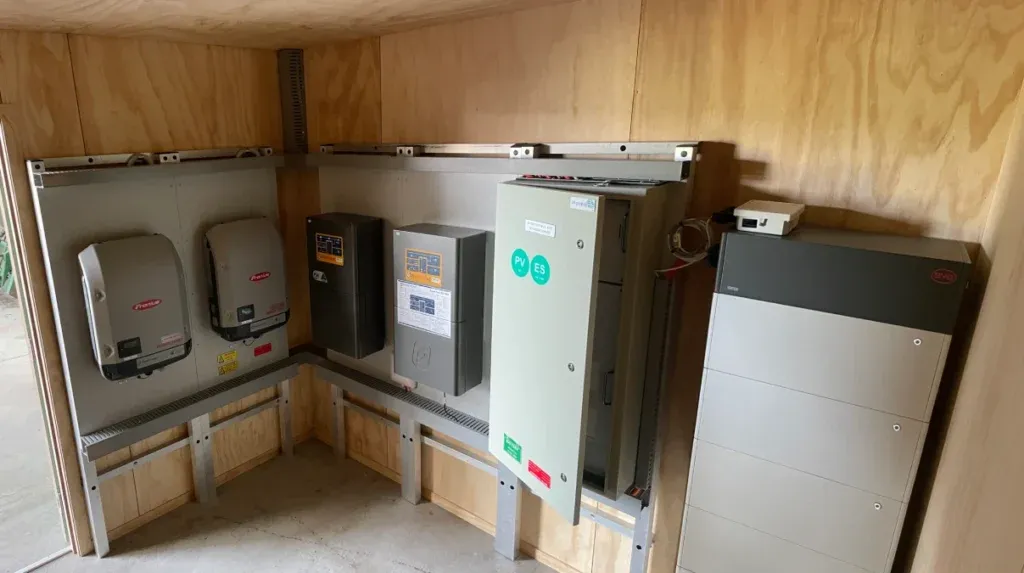 Indoor battery and inverter enclosure installation