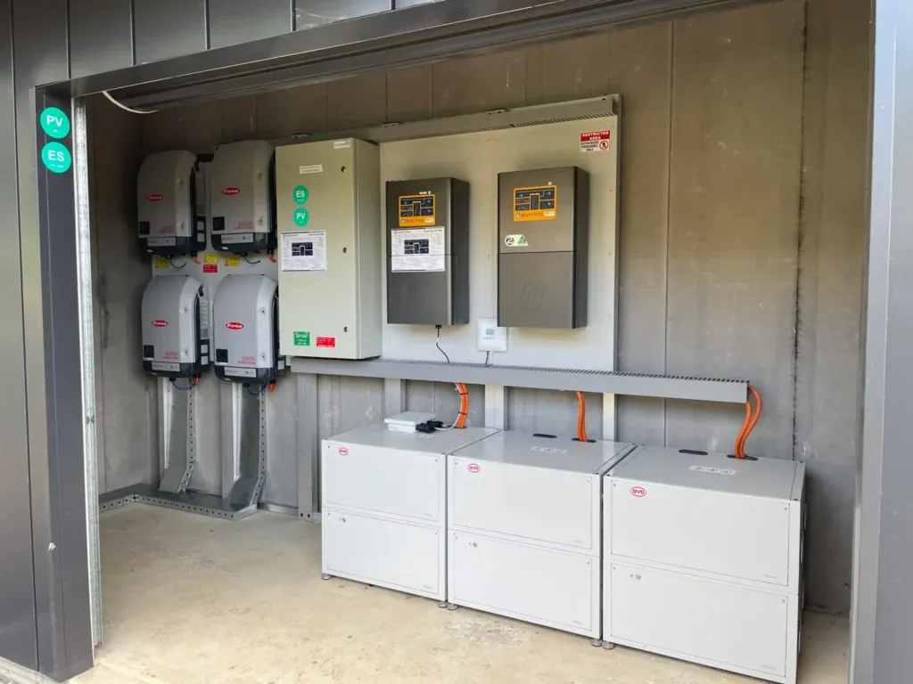 Off-grid energy system components in a utility room