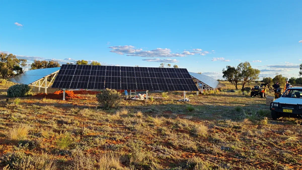Ground-mounted solar array in a rural Australian landscape