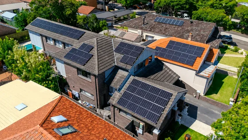 Suburban homes with rooftop solar