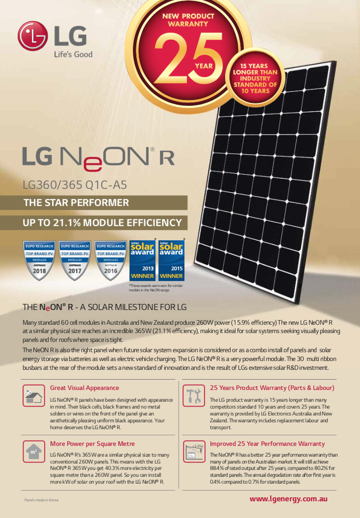 LG NeON R - the Ferrari of solar panels