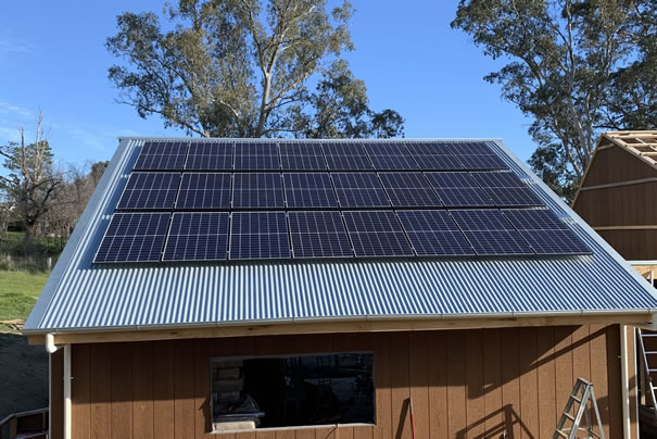 Solar panels for off-grid system in Metcalf VIC
