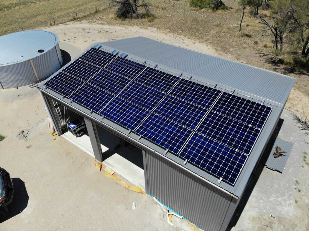 Solar panels for off-grid system on Hindmarsh Island