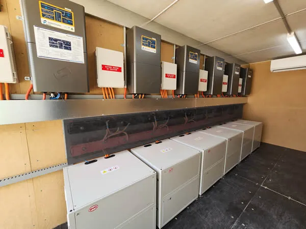 Control room with battery backup for off-grid solar system