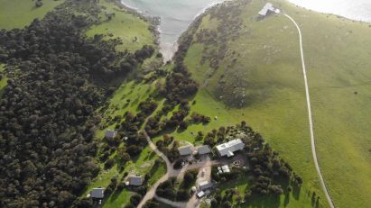 Arial view of Kangaroo Island holiday homes with off-grid power system