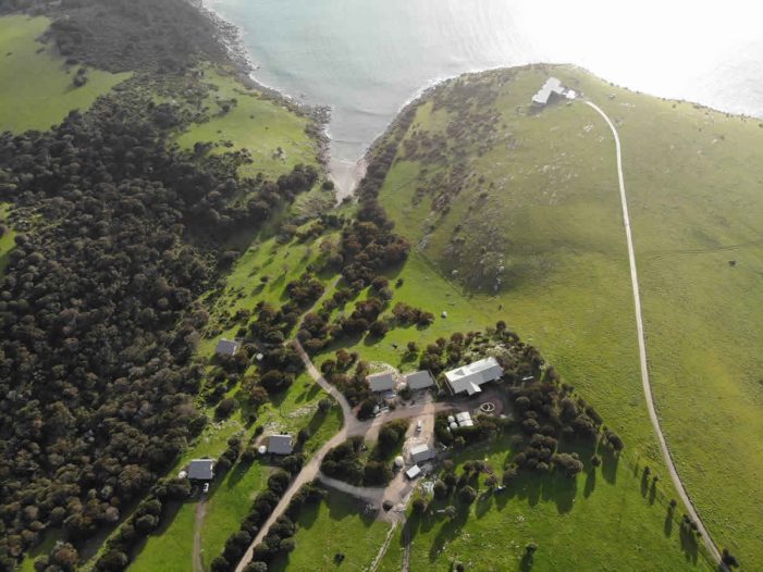 Arial view of Kangaroo Island holiday homes with off-grid power system