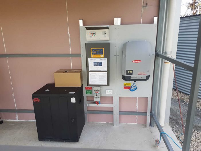Backup battery bank and inverter for off-grid system at winery in Lobethal