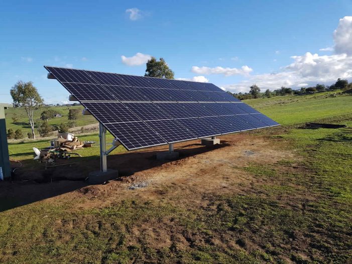 Ground mounted solar panel array in Adelaide Hills
