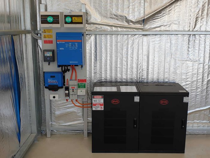 Inverter and batteries for off-grid system on Hindmarsh Island