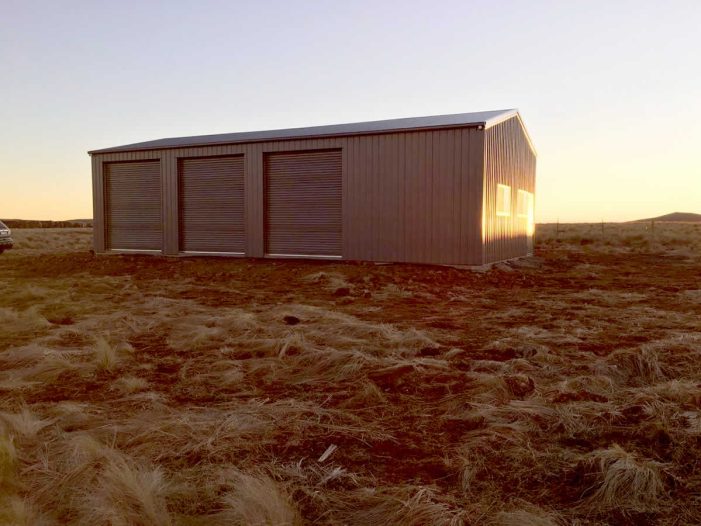 Shed on farm with small off-grid solar system