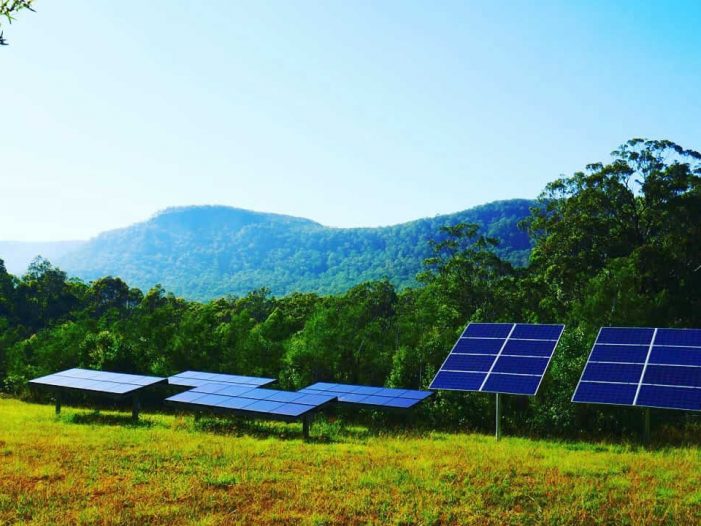 Ground mounted solar panels for off-grid energy system in country NSW