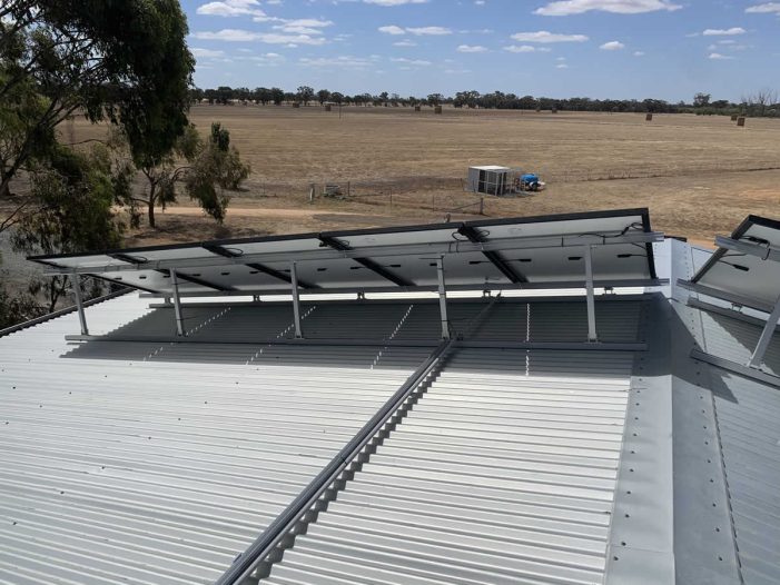 Solar panel on stock transport shed