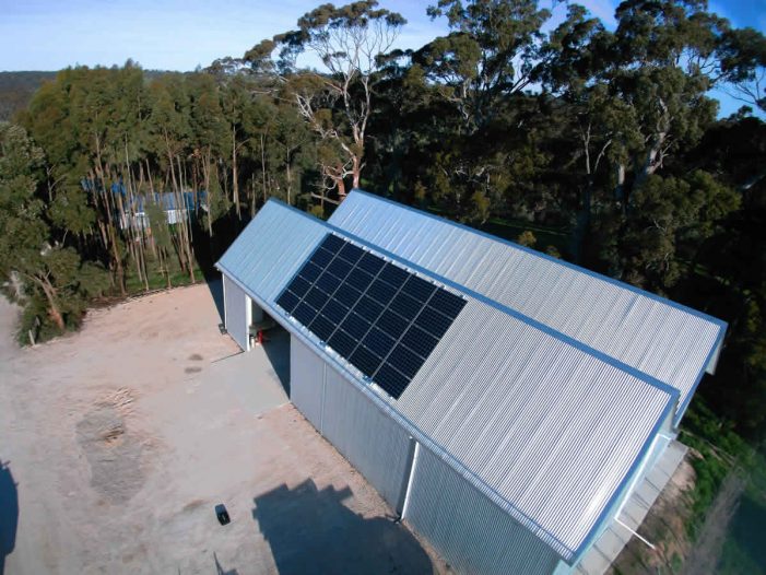 Wine making shed with solar panels